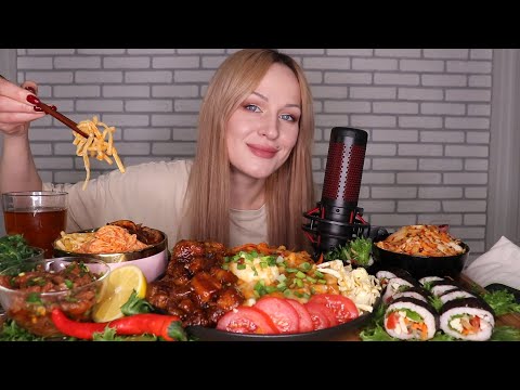 Видео: MUKBANG | Токпокки, кимчи, кимпаб, тушеная свинина, говядина, закуски | Korean food не ASMR