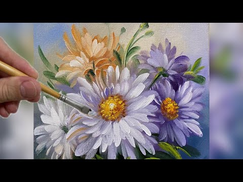 Видео: РИСУЕМ БУКЕТ ЦВЕТОВ В СМЕШАННОЙ ТЕХНИКЕ / 3D ЖИВОПИСЬ ШАГ ЗА ШАГОМ