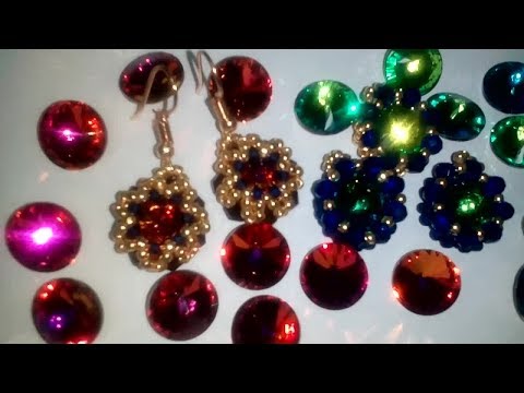 Видео: Earrings. Серьги. Лёгкий способ оплетения риволи
