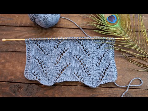 Видео: Узор «Перышки» спицами 🦚 «Feathers» knitting pattern