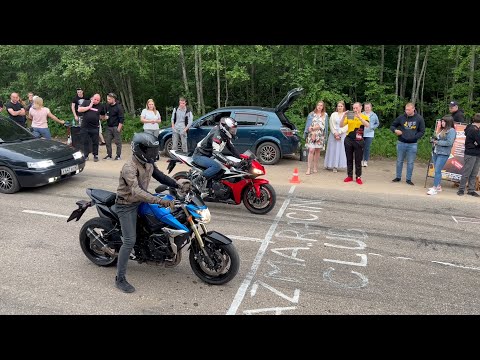 Видео: Заруба - Honda CBR600RR против Suzuki GSR750 и BMW S1000RR HP4 против Suzuki GSXR1000