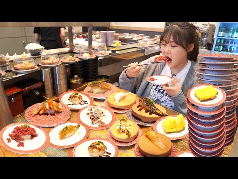Видео: Вращающиеся Суши Мукбанг🍣 1 тарелка 1~3 USD! Свежие начинки 🦪"1300 Sushi", Бюджетный ресторан, Корея