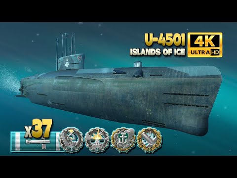 Видео: U-4501: Хороший игрок на подводной лодке на карте Ice Islands - World of Warships