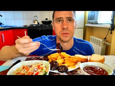Видео: Мукбанг | жаренная картошка, кровяная колбаса | french fries | mukbang | eating show | 먹방 | eng sub