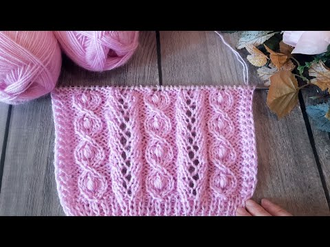 Видео: Красивый УЗОР с ажурными и витыми дорожками с шишечками СПИЦАМИ.