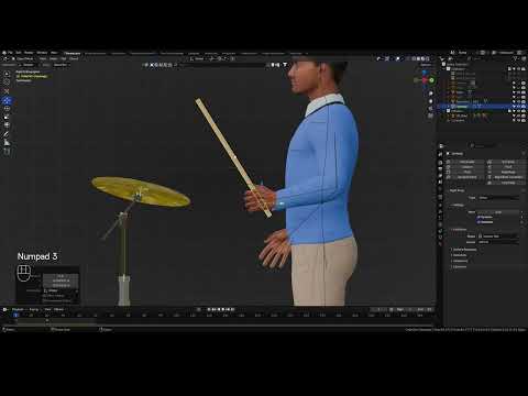 Видео: 3д Блендер. Анимация удара по тарелке на барабанной установке.