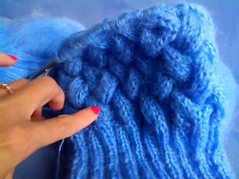 Видео: Шапка с косами, с двумя отворотами ( плетенка)....