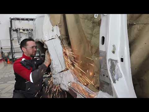Видео: Ремонт Mitsubishi Outlander после сильного бокового удара.