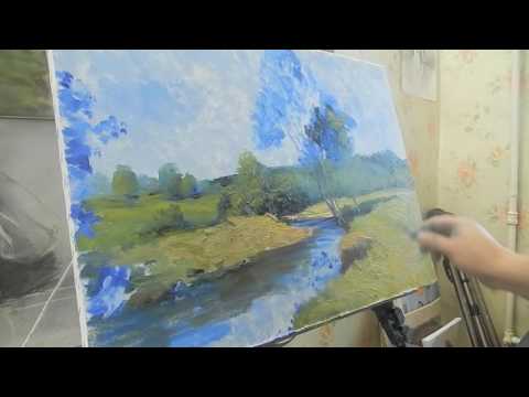 Видео: Игорь Сахаров, лесной пейзаж маслом, уроки для начинающих художников