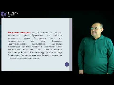Видео: Имашев Б. Е. - 1.(Ж.Б.)Қылмыстық құқық түсінігі, міндеттері, жүйесі және принциптері