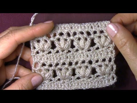 Видео: Узор пышными столбиками, вяжем по схеме