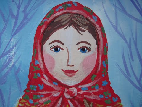 Видео: Масленица//Как нарисовать русскую красавицу с блинами