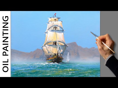 Видео: Oil Painting - Sea Sail / Relaxing Art / Time Lapse / Морской пейзаж. Урок рисования Живопись маслом