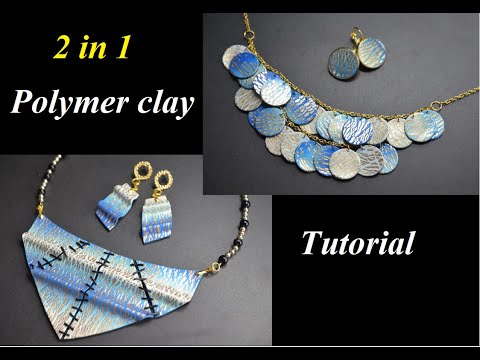 Видео: 2 in 1 polymer clay tutorial Fimo necklace and earrings полимерная глина и поталь мастер класс