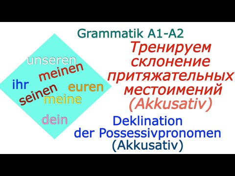 Видео: Deklination der #Possessivpronomen/Склонение притяжательных местоимений / Akkusativ