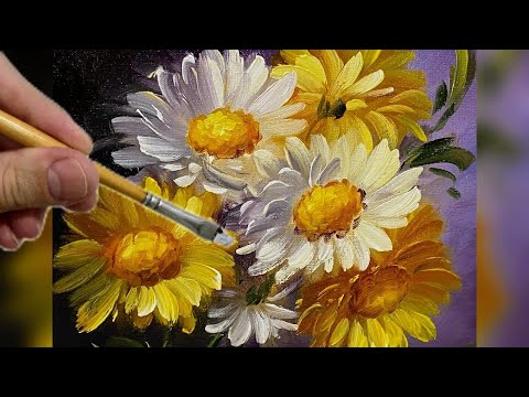 Видео: КАРТИНА ШАГ ЗА ШАГОМ / ДИКИЕ РОМАШКИ