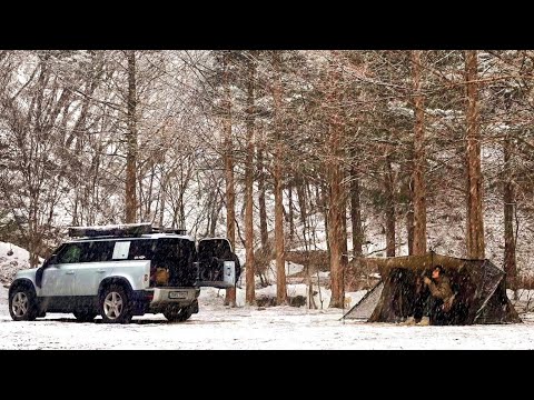 Видео: ЗИМНИЙ ЛАГЕРЬ НА ГОРЯЧЕМ ГРУЗОВИКЕ + ГОРЯЧАЯ ПАЛАТКА С LAND ROVER DEFENDER