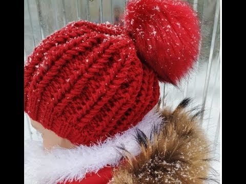 Видео: Зимняя шапка из вытянутых петель