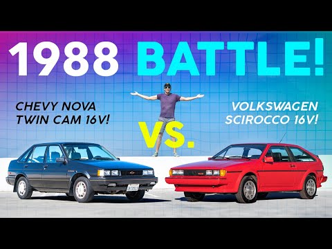 Видео: Битва забытых спортивных компактов! Chevrolet Nova Twin Cam 1988 года против Volkswagen Scirocco 16V