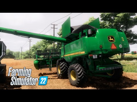 Видео: FS22 / Карта Сосновка / Начало уборки большого поля пшеницы John Deere 9880i STS, День 7