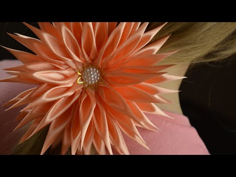 Видео: Красивая и нежная астра, резиночка канзаши