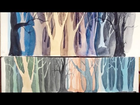 Видео: Акварельная техника - Негатив и Растушевка