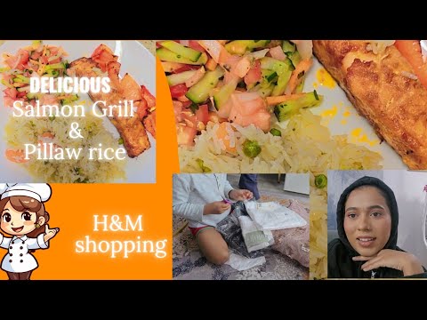 Видео: Вкусный гриль из лосося с рисом пиллау🥘 ||| Детская школьная форма H&M