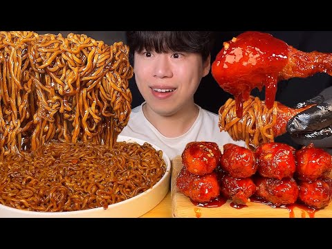 Видео: SUB) Корейский чапагетти и курица янгнём мукбанг asmr