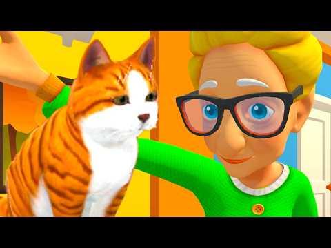 Видео: Злой Кот и Бабка #1 Angry Gran VS Naughty Cat Sim с Кидом на пурумчата