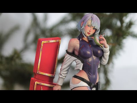 Видео: Люси Cyberpunk: Edgerunners. Сборка и покраска фигурки //  Lucy statue garage kit painting