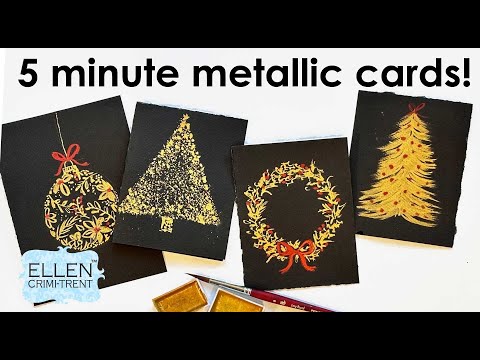 Видео: ПРОСТЫЕ 5-минутные металлизированные акварельные открытки к праздникам!