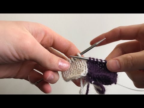 Видео: Интарсия в круговом вязании  (поворотными рядами без швов)