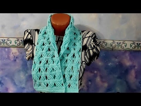 Видео: Комплект шарфик и шапочка. Шарф узором 3Д.