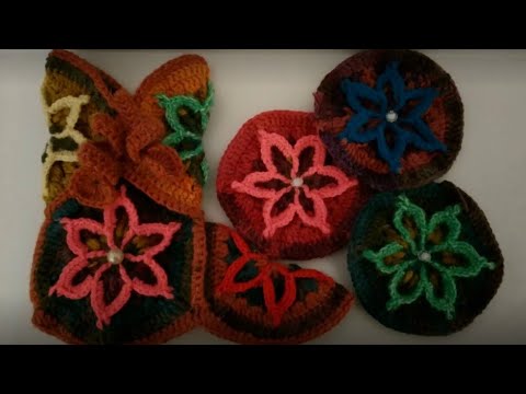 Видео: Вязание шестиугольного мотива крючком для сапожек. И снова цветок. Остатки в дело.