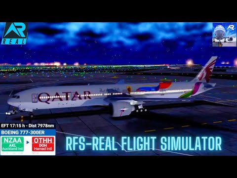 Видео: RFS – Real Flight Simulator – Окленд – Туда – Доха – Полный полет – B777-300ER – Qatar Airways – ...