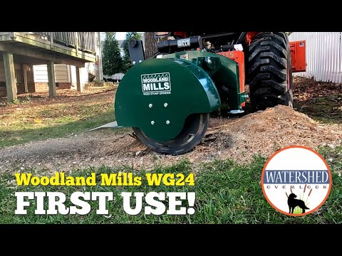 Видео: 037 — Измельчитель пней Woodland Mills WG24 | Первое использование | Kubota LX2610