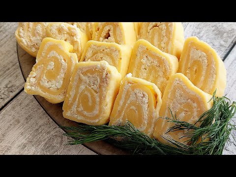Видео: Закуска, которую вы будете готовить всегда! Сырный рулет с начинкой!