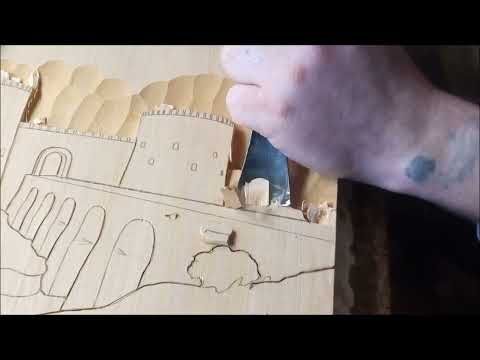 Видео: Крепость, мост, река. ПОДРОБНЫЙ мастер-класс. Fortress, bridge, river, carved panel. Master Class.