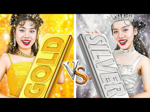 Видео: Богатая Золотая Девушка Vs Бедная Серебряная Девушка На Балу!