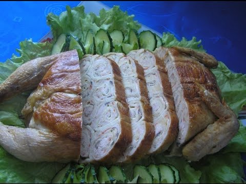 Видео: Курица фаршированная блинами