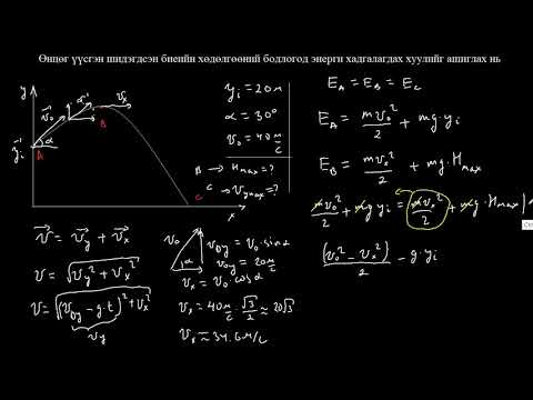 Видео: 3.10-Физикийн хичээл-Өнцөг үүсгэн шидэгдсэн биед энерги хадгалагдах хууль ашиглах