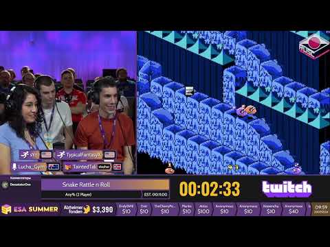Видео: [RU] Snake Rattle n Roll [Any% (2 Player)] от @sYn и @TypicalFantasyX - #ESASummer2024