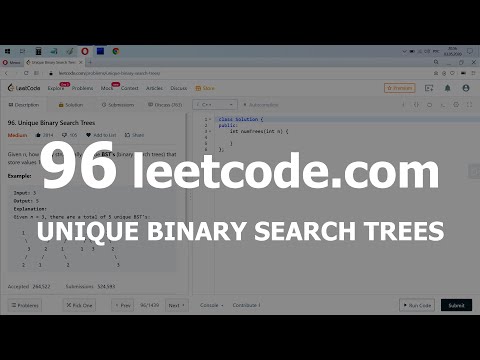 Видео: Разбор задачи 96 leetcode.com Unique Binary Search Trees. Решение на C++