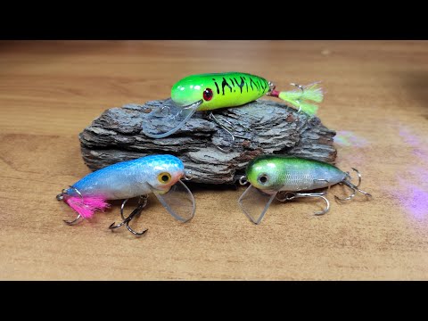 Видео: Воблеры из берёзового шканта (нагеля) - плавающий, тонущий и медленно тонущий.