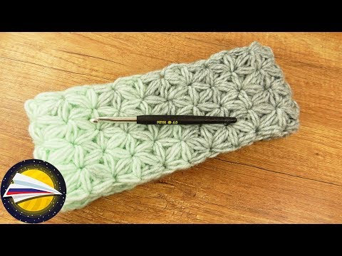 Видео: Повязка на голову узором звездочка | Как связать повязку на голову крючком | Жасминовый узор
