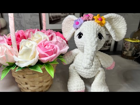 Видео: МК 🐘 Слоник крючком, слоник амигуруми 🧶, Crochet elephant. СЛОНИК из плюшевой пряжи 🌸