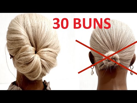 Видео: 30 двухминутных пучков на редкие волосы.  30 two-minute buns for sparse hair.