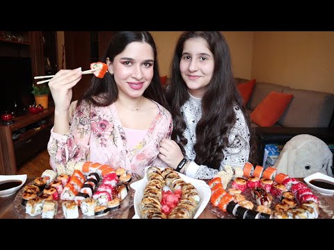 Видео: МУКБАНГ С ПОДПИСЧИЦЕЙ/100 СУШИ-РОЛЛОВ/КТО СЪЕСТ БОЛЬШЕ?