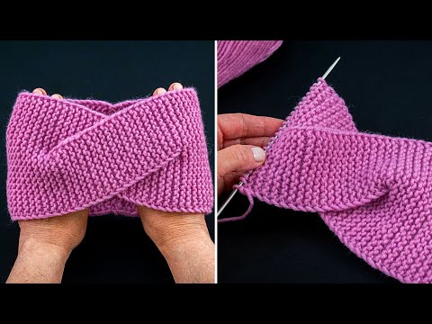Видео: Простая повязка спицами - вяжется очень просто, справится любой желающий!