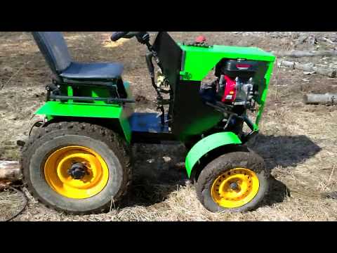 Видео: Первые испытания самодельного минитрактора 6.5л.с.